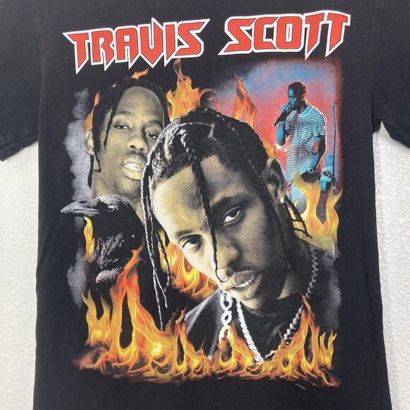 Travis Scott Shirt Mens S Graphic Flames Rap Hip Hop Concert Tour Tee Rapper - Picture 2 of 7